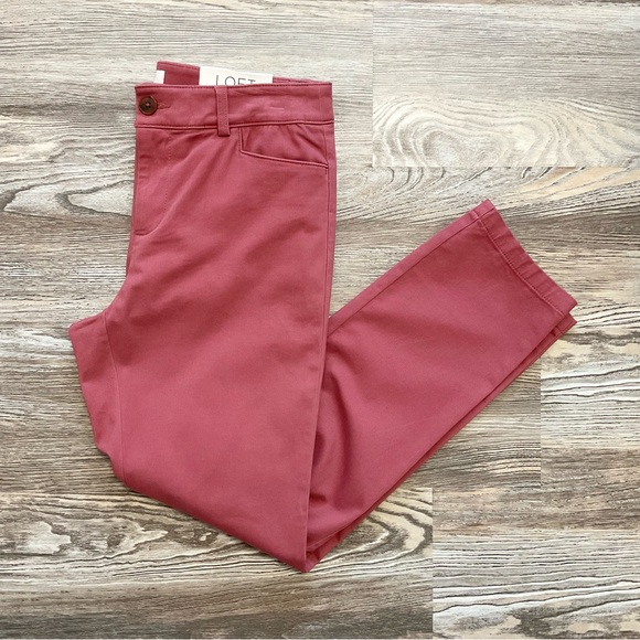 LOFT Outlet Dusty Rose Slim Straight Mid Rise Casual Twill Ankle Pants 4 NWT - Picture 1 of 13